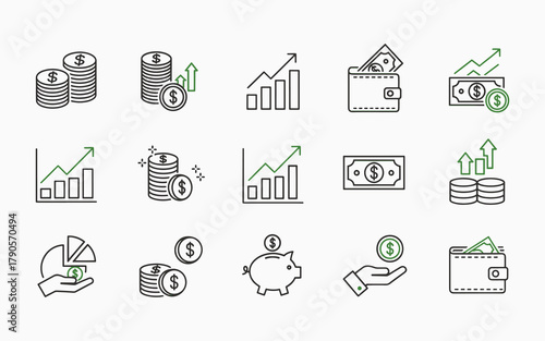 Business & Finance Icon Set – Money, Banking, Corporate, and Financial Vector Collection