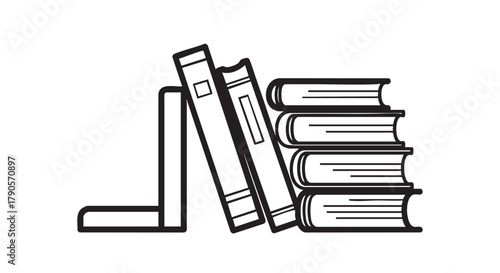 Bookend with leaning books outline icon vector

