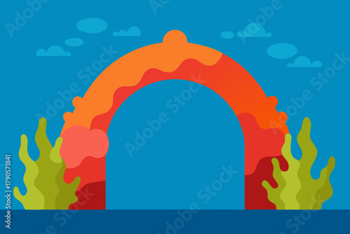 Cartoon coral arch underwater feature vector illustration