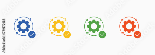 Execution Icon Set Color Multiple Style Collection