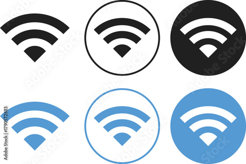 Wifi icon set. Wireless Network and Internet Connection Vector Symbols. Wi-Fi Hotspot and Wireless Access Icons collection