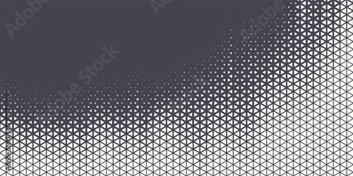Triangular Halftone Texture Retrowave Vector Geometric Technology Abstract Background. Half Tone Triangles Retro Colored Pattern.