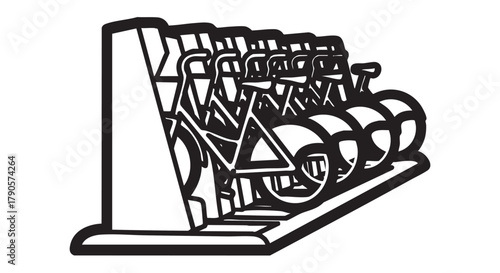 Bike sharing dock station outline icon vector
