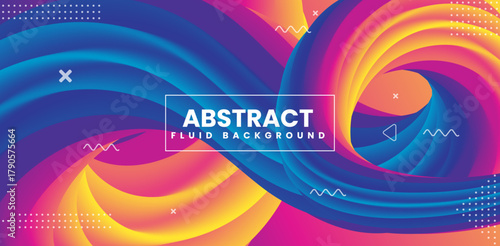 Modern fluid gradient 3d abstract background vector template design. Creative, vibrant neon liquid design with glowing light, curvy shapes, and futuristic for trendy visual poster background.