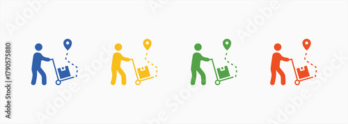 Last Mile Delivery Icon Set Color Multiple Style Collection