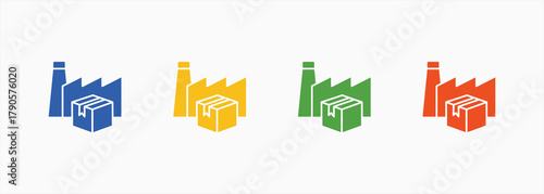 Industry Icon Set Color Multiple Style Collection