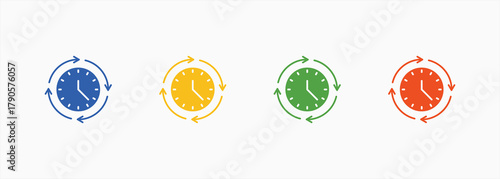Round The Clock Icon Set Color Multiple Style Collection