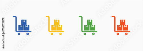 Warehouse Trolley Icon Set Color Multiple Style Collection