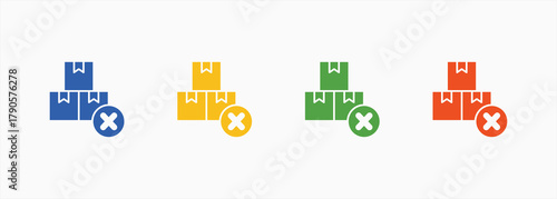 Delivery Cancelled Icon Set Color Multiple Style Collection