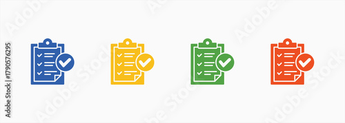 Checklist Icon Set Color Multiple Style Collection