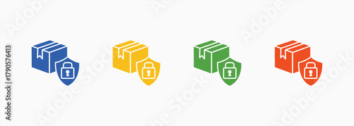 Package Security Icon Set Color Multiple Style Collection
