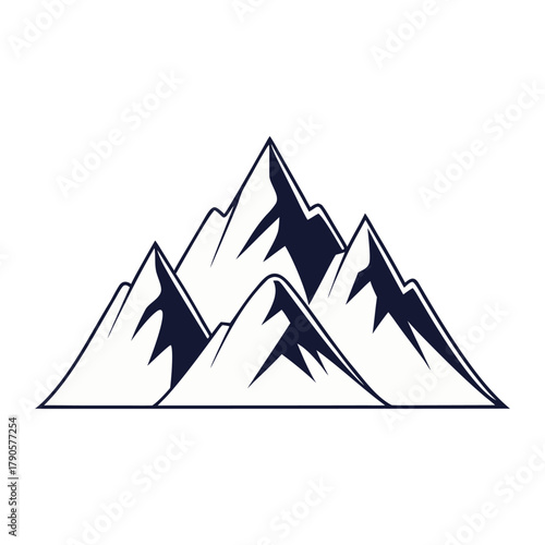 Mountain Range Silhouette - Minimalist Peak Logo Vector Icon