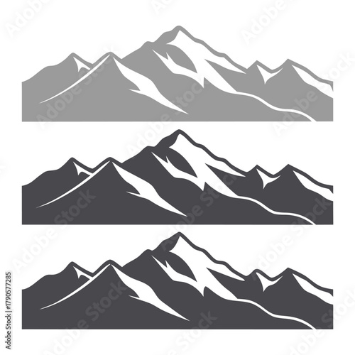 Mountain Range Silhouette Vector Set - Outdoor Adventure & Peak Icon
