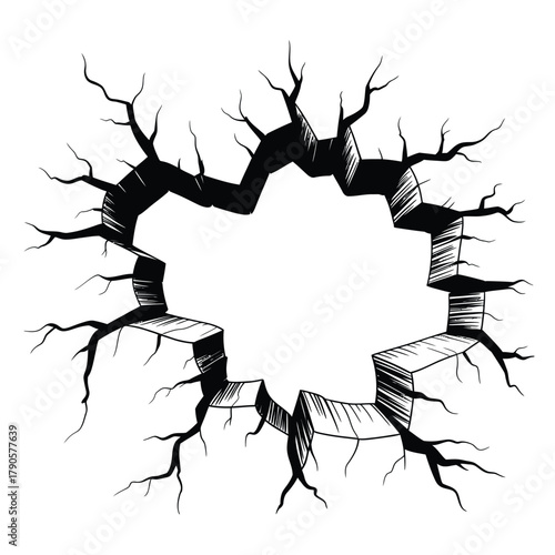 Cracked earth texture frame with branches and twigs