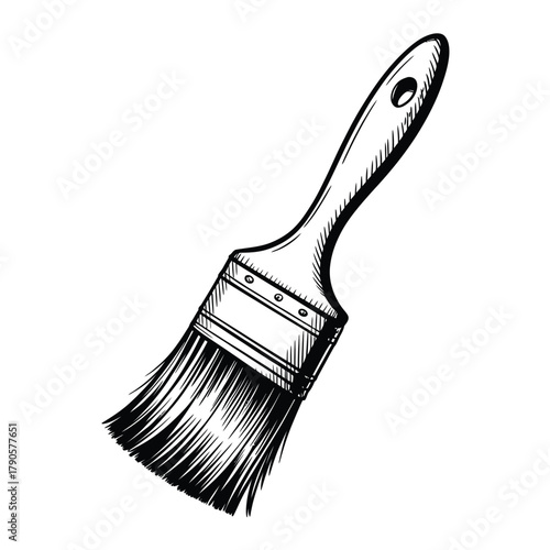 Hand drawn sketch of a paint brush with bristles