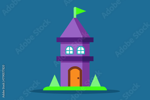 Cartoon wizard tower laboratory vector illustration