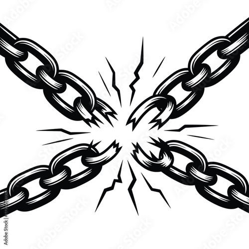 Broken chain symbolizing freedom and breaking free from restraints