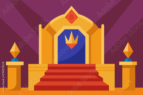 Cartoon royal throne chamber vector illustration
