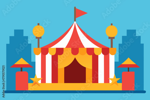 Cartoon circus parade stage vector illustration