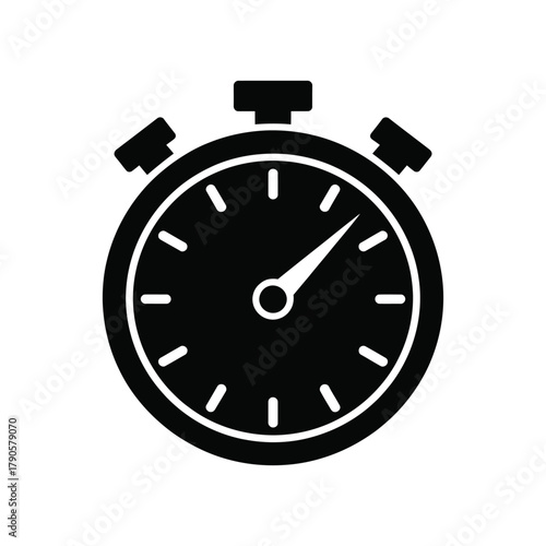 Black and white icon of a stopwatch timer
