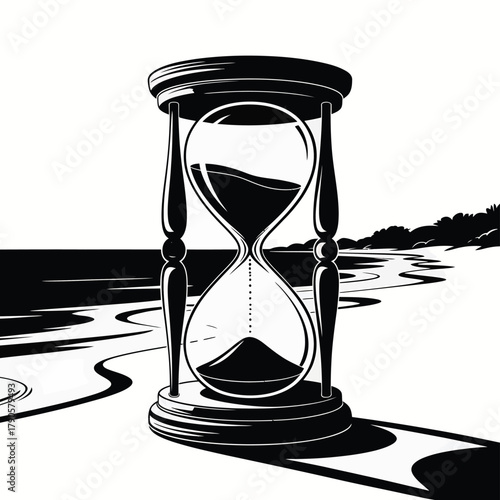Hourglass on a path symbolizing the passage of time