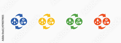 Change Management Icon Set Color Multiple Style Collection