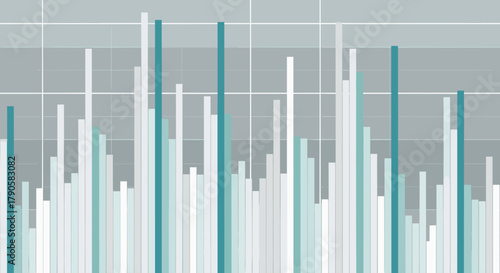 Abstract statistical graph with vertical lines in blue and white tones  