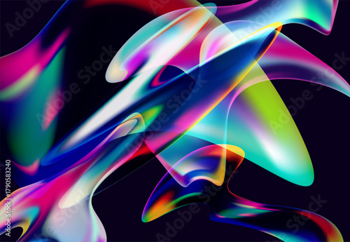 Abstract fluid background of wavy and liquid lines. Colorful glass wallpaper.