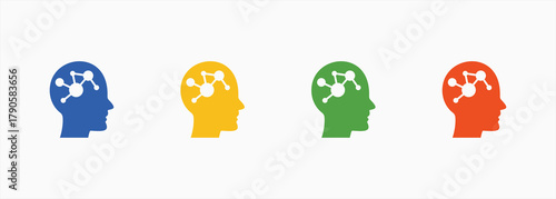 Psychosocial Icon Set Color Multiple Style Collection