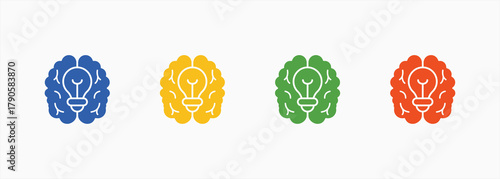 Creative Thinking Icon Set Color Multiple Style Collection