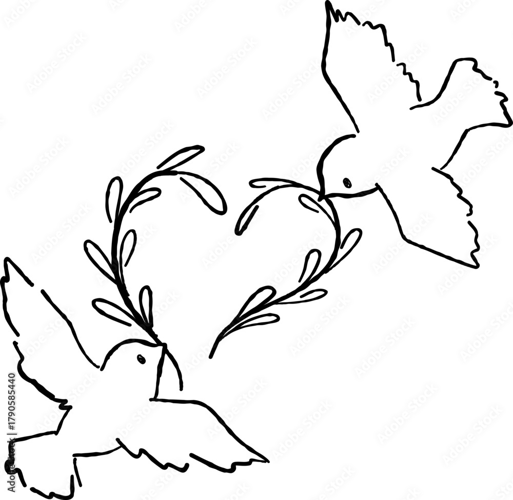 Naklejka premium Birds with Branch