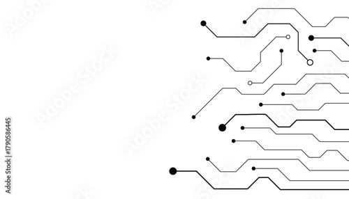 Photos Flat microelectronics circuit board banner isolated on transparent background