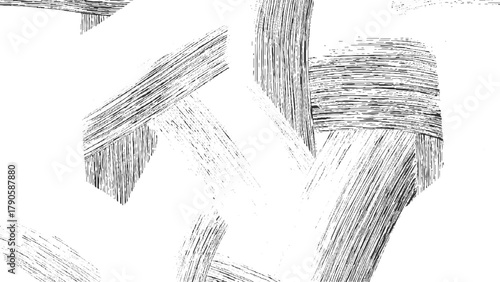 Black and white abstract brush stroke texture with diagonal lines and white space background