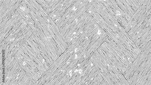 Black and white abstract textured pattern with diagonal lines and geometric shapes background