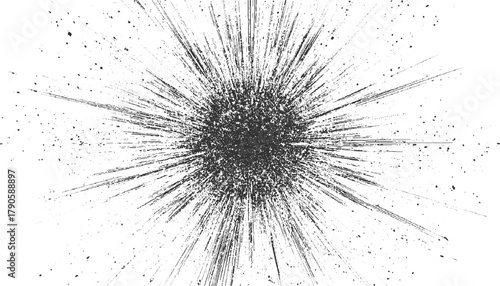 Black ink splatter burst explosion radial pattern on white background vector