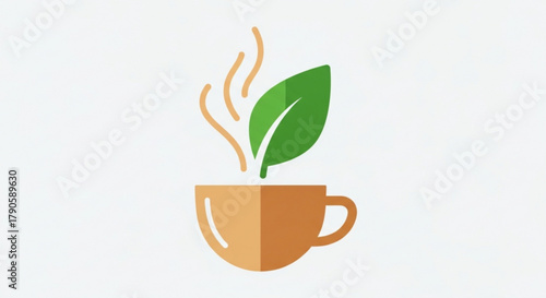 A cup of herbal tea with green leaf is a healthy and refreshing beverage option for all ages