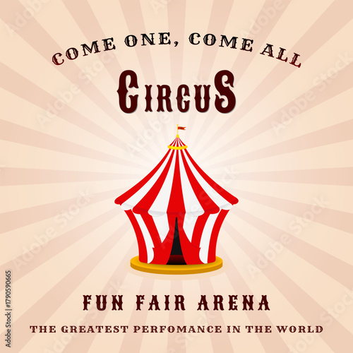 Vintage circus banner. Fun fair poster. 