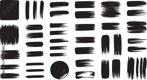 Black brush stroke shapes and textures graphic abstract