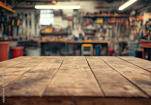 A low-angle shot focusing on a rustic, dark wooden table surface in the foreground,