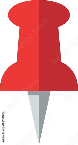 Red thumbtack pin isolated on white background