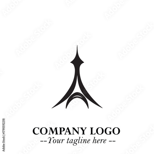 Tower Logo Symbol in Black on the White Background with Simple Modern Architecture Design