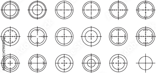 Aiming reticles crosshairs targeting scopes vector