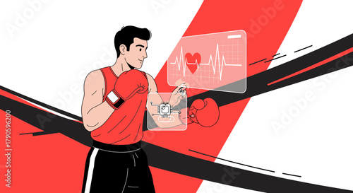 Boxer monitoring health data using technology interface for performance analysis