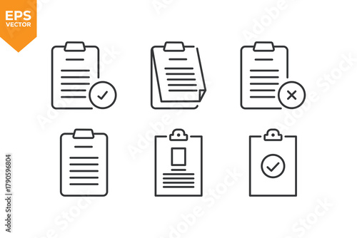 Set of line icons Clipboard. Outline icons collection stock illustration stock illustration