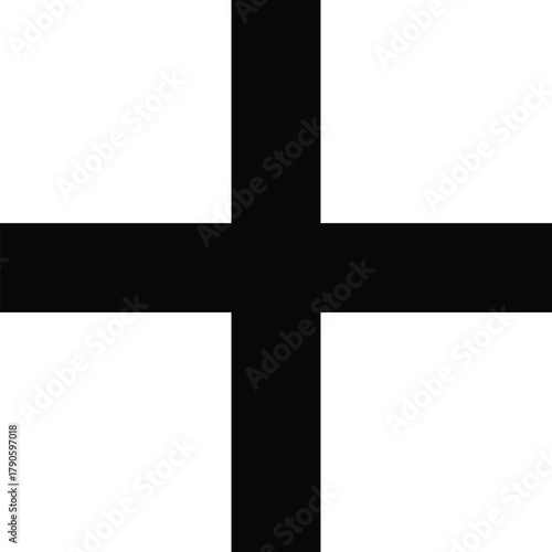 Black cross on white background, a simple and minimalist design element
