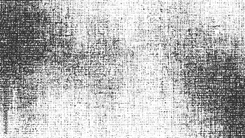 Black and white textured background with a woven fabric pattern and distressed effect vector