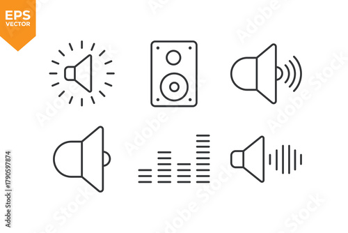 Set of line icons Audio. Outline icons collection stock illustration stock illustration