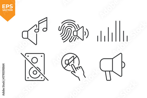 Set of line icons Audio. Outline icons collection stock illustration stock illustration