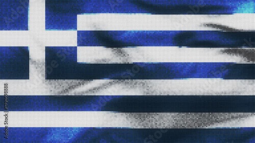 Greece flag with LED screen display. These videos are retro-style, realistic and 4K, and are perfect for creative projects.