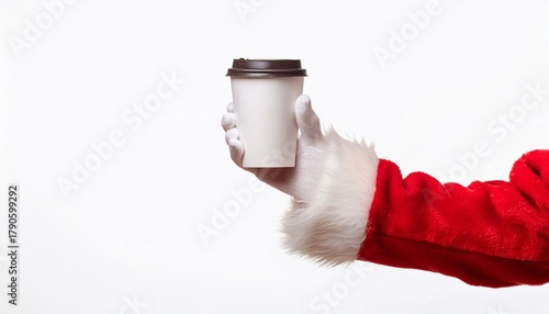 Santa Claus Holding a Coffee Cup for Christmas